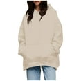 thumbnail image 1 of Fmbrln Womens Trendy Oversized Hoodie Fall Winter Fashion Long Sleeve Solid Hooded Sweatshirts Loose Comfy Workout Pullover Tops with Pockets Beige L, 1 of 5
