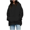 thumbnail image 1 of Fmbrln Womens Trendy Oversized Hoodie Fall Winter Fashion Long Sleeve Solid Hooded Sweatshirts Loose Comfy Workout Pullover Tops with Pockets Black L, 1 of 5