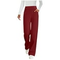 thumbnail image 1 of Fmbrln Womens Wide Leg Pants Baggy Stretchy Waist Straight Leg Pants Office Work Pants Yoga Athletic Pants with Pockets, 1 of 9