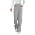 thumbnail image 1 of Fmbrln Womens Wide Leg Pants Baggy Stretchy Waist Straight Leg Pants Office Work Pants Yoga Athletic Pants with Pockets, 1 of 9
