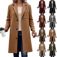 thumbnail image 1 of Fmbrln Womens Winter Long Trench Coat Lapel Single Breasted Button Overcoat Long Sleeve Casual Outerwear with Pocket Wine XL, 1 of 6