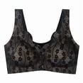 thumbnail image 1 of Fmbrln Womens Wireless Bra Plus Size Front Closure Floral Lace Padded Bras Side Support Seamless Wide Strap Comfy Bralette for All Day Wear Black 3XL, 1 of 4