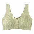 thumbnail image 1 of Fmbrln Womens Wireless Bra Plus Size Front Closure Floral Lace Padded Bras Side Support Seamless Wide Strap Comfy Bralette for All Day Wear Green 4XL, 1 of 4
