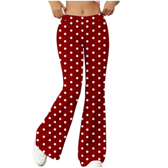 Fmbrln Womens Yoga Pants Flare Leg Pants Workout Gym Pants Fashion Casual Polka Print Leggings