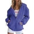 thumbnail image 1 of Fmbrln Womens Zip Up Hoodies Fall Winter Long Sleeve Hoodie Jackets Fashion Casual Solid Color Hooded Sweatshirts Comfy Tops, 1 of 6