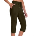 thumbnail image 1 of Fmbrln Yoga Capris for Women with Pockets, Drawstring Elastic Waist Side Slit Work Pants Casual Comfy Solid Capris, 1 of 8