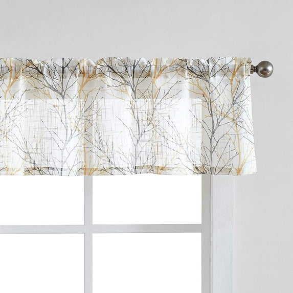 Decoultimatex Yellow Valance Curtains for Windows Print Tree Branch Semi-Sheer Valance,1 Panel 50"W x 15"L