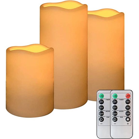 Fmixtown Flameless Candles, 3 Sets, Battery Operated with Timer, 3" to 5.5"