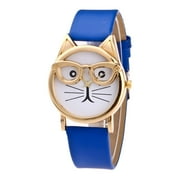 FIMKAUL Fmkaul Women's Watch Cat Dial Gift With Glasses Strap Quartz Watches