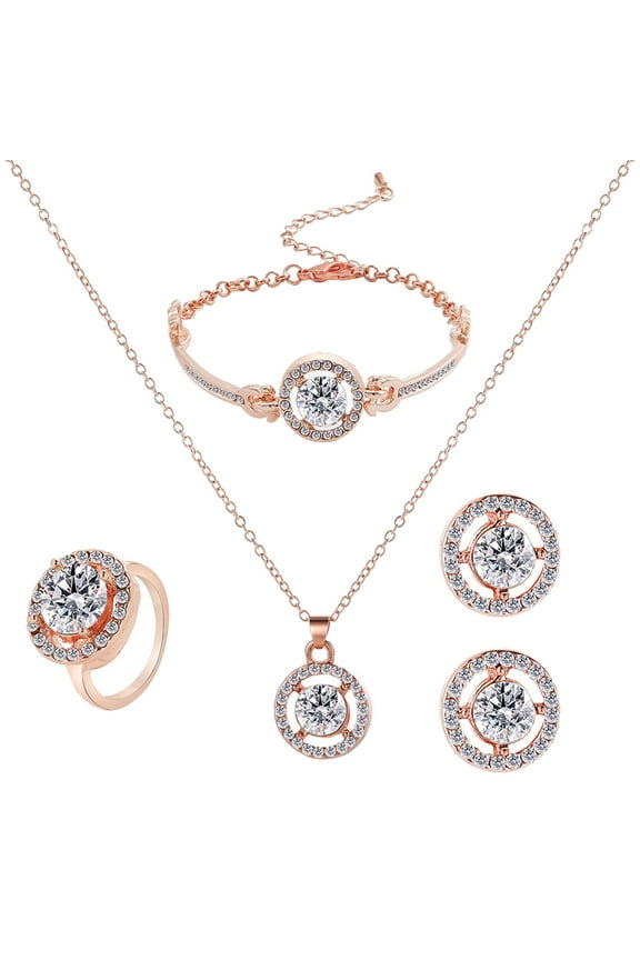 14K Gold Plated CZ Cross Ring A Set of Four Women's Jewelry, Accessories, Necklaces, Earrings, Bracelets, Rings Sales Today Clearance