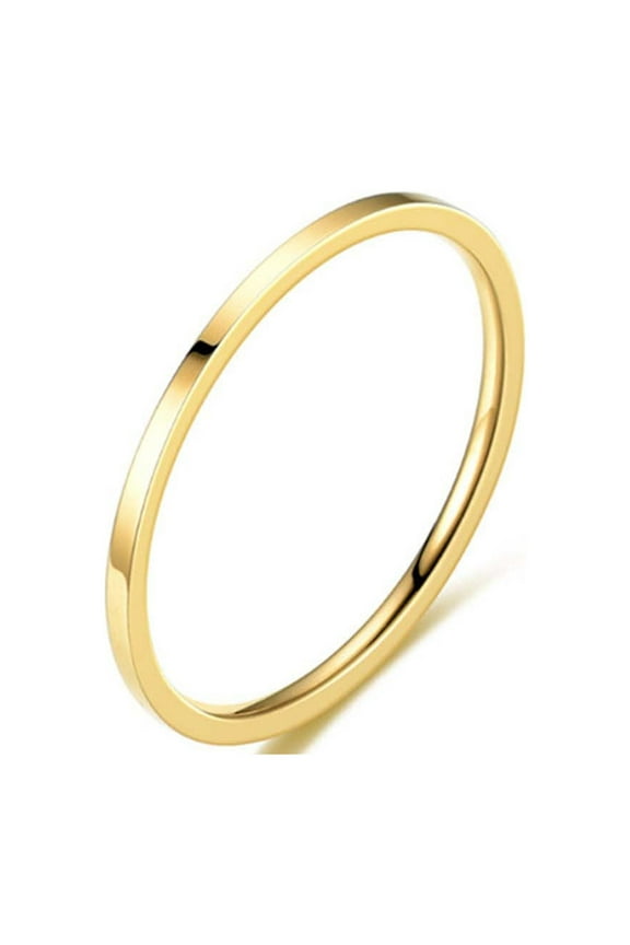 14K Gold Plated Women's Ring Temperament Versatile 1MM Thin Titanium Steel Ring Female Fashion Plain Ring Tail Ring Jewelry Christmas Gift