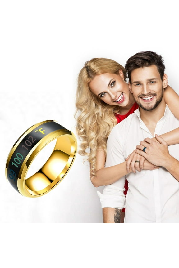 Gold Knuckle Rings Set for Women Fashion New Physical Intelligent Temperature Couple Ring Mood Display Ring End of Year Clearance