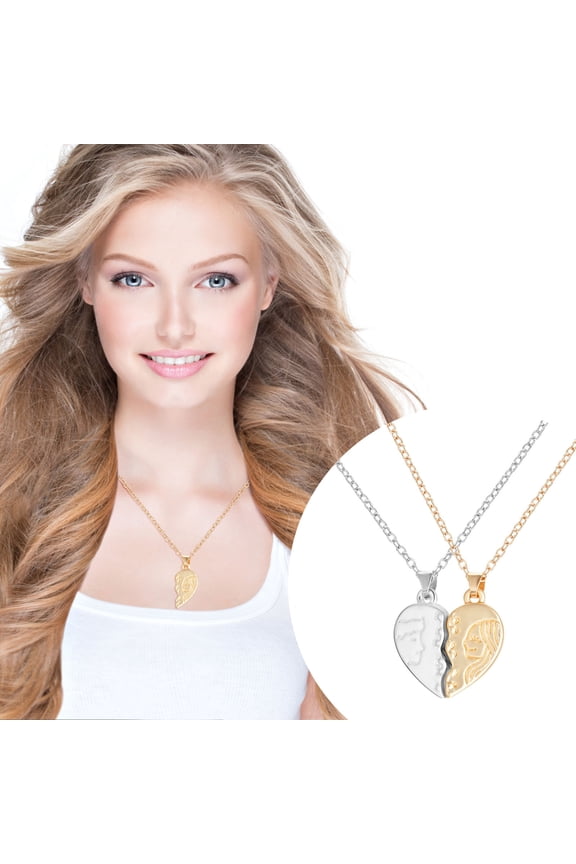 Birthstone Necklace Gift for Her Anniversary Present for Wife Magnetic Attracting Necklace Angel Friendship Couple Stitching Magnetic Necklace Clearance Under $5