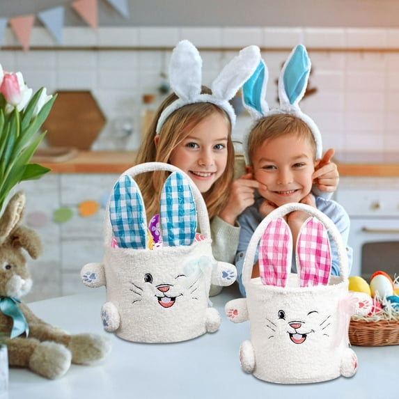 Fmlxio Easter Basket,Easter Baskets for Kids,Baby Easter Basket with Handle,Empty Bunny Egg Basket,Easter Baskets for Boys,Girls,Toddler,Babies,Infant Easter gifts basket Personalized Todays Deals