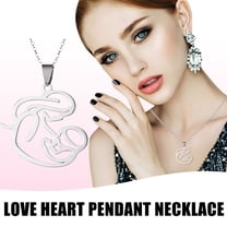 Fmlxio Heart Necklace for Women, Love Heart Pendant with Cubic Zirconia Necklace Gifts for Women Set with rhinestones Mom Necklace Birthday Day Mother's Day Gift