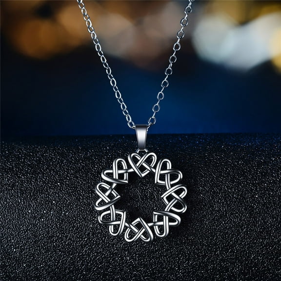 Fmlxio Heart Necklace for Women, Love Heart Pendant with Cubic Zirconia Necklace Necklace Flower Copper Necklace Female Crystal Pendant Clavicle Chain Gift Clearance Under $5