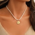 thumbnail image 1 of Fmlxio Initial Necklaces for Women Gold Pearl Coin Short Necklace Collarbone Chain Necklace Female on Clearance, 1 of 6