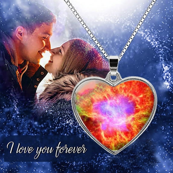 Fmlxio Initial Necklaces for Women Solar System Galaxy Double Sided Glass Universe Heart Pendant Necklace Up to 35% off