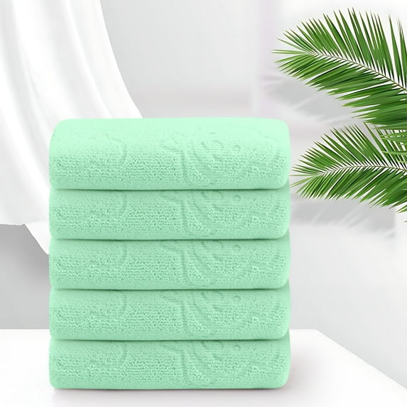 Fmlxio Lightweight Large Bath Towels Five-color Bear Embossed Plain Face Towel Soft Absorbent Cleansing Bath Towel