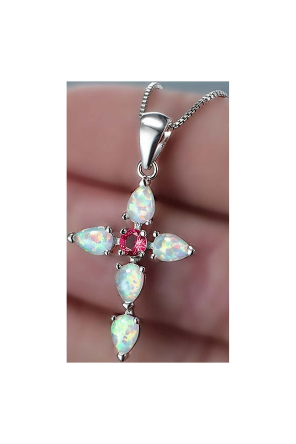 Moissanite Solitaire Pendant Necklaces for Women Unisex Pendant Necklace Female Summer Clavicle Chain Opal Rhinestone Jewelry on Clearance