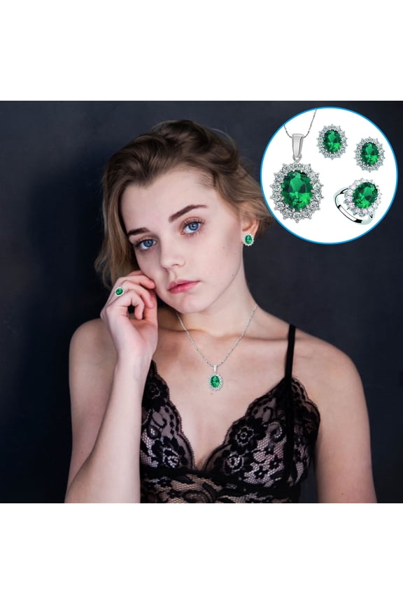 Necklaces for Women Women Necklace Fashion Style Jewelry Set Crystal Ring Earrings Necklace Women Wedding Jewelry Up to 35% off