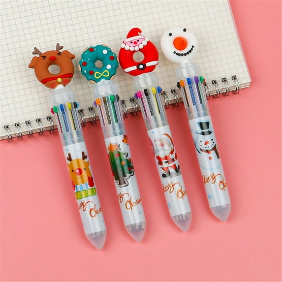 Fmlxio Pen Pens Black Pens 4PC Christmas Gift Color Pen Christmas Pen Christmas Tree Cute Color Push Ballpoint Pen 5ml School supplies