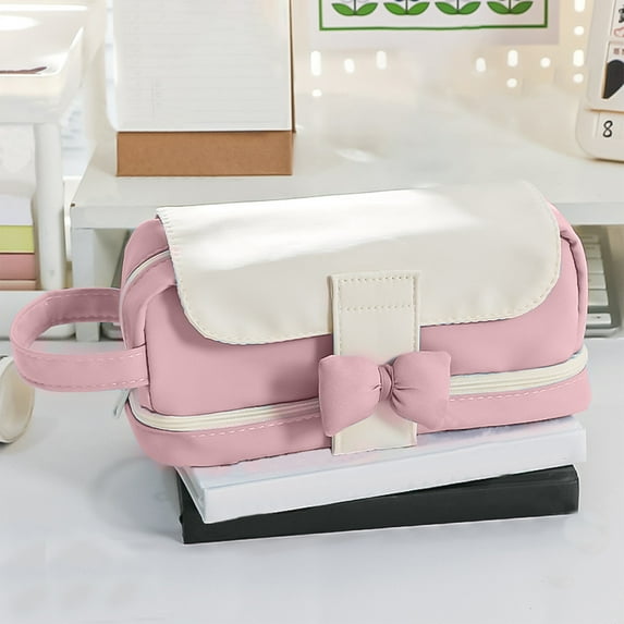 Fmlxio Pencil Pouch Pencil Box Pencil Bag High Capacity Pencil Pen Case, Pencil Bag Pouch Box Organizer Cases, Portable Journaling Supplies With Easy Grip Handle & Loop, Clearance Under $5 Pink