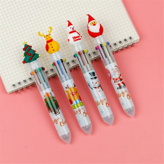 Fmlxio Pens Ballpoint Ink Pens 4PC Christmas Gift Color Pen Christmas Pen Christmas Tree Cute Color Push Ballpoint Pen 5ml Supplies for schools