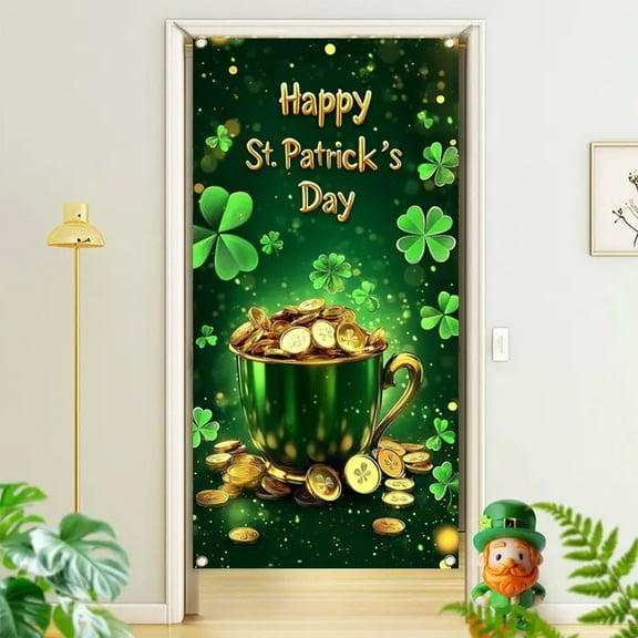 Fmlxio Shamrock Stickers St. Patrick's Day Door Cover Door Banner Ireland Outdoor Holiday Decoration Arrangement Vertical Banner Hanging Flag Back to School Savings!