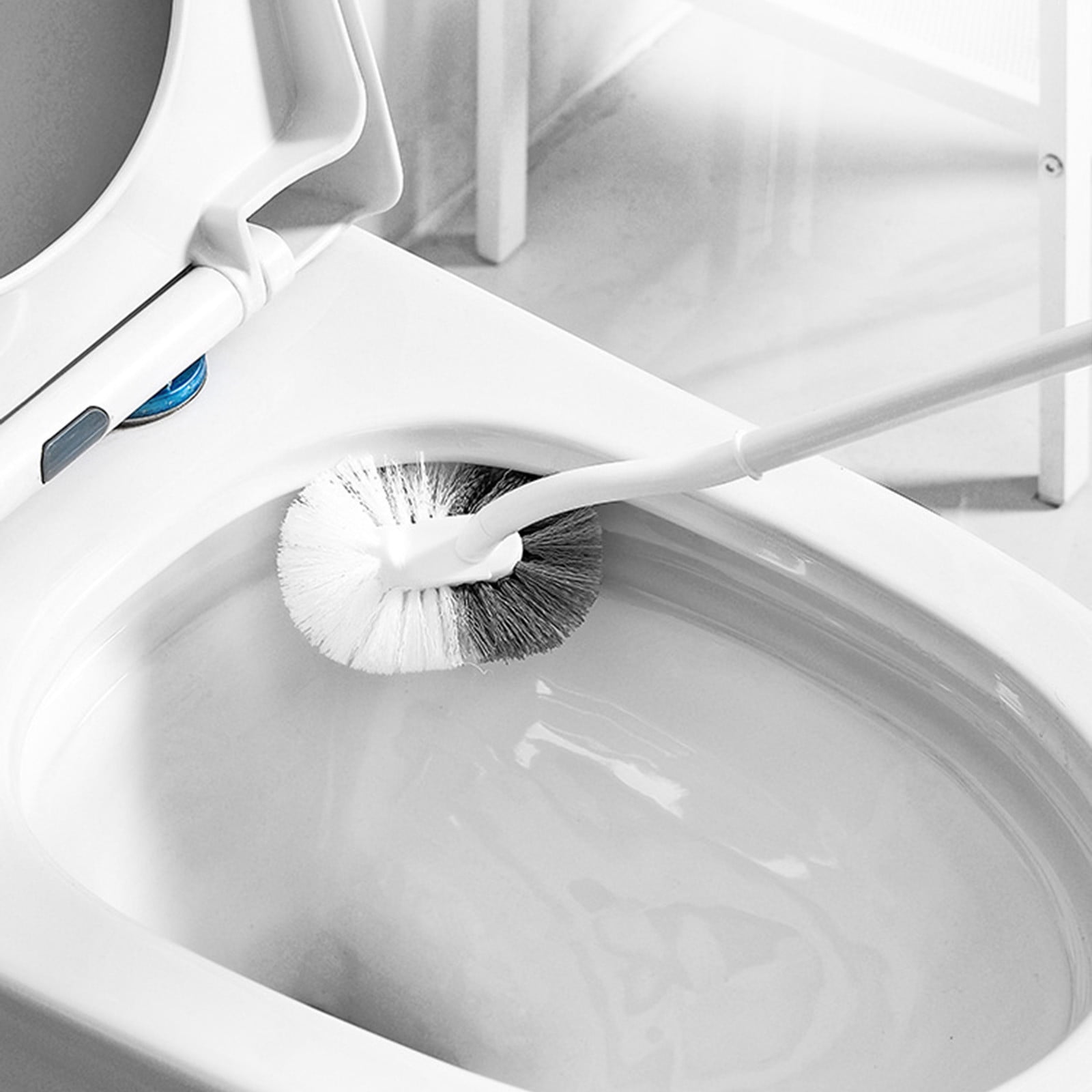 Fmlxio Toilet Bowl Brush with Extra Long Handle Toilet Brush Plastic Bristles Bathroom Cleaning
