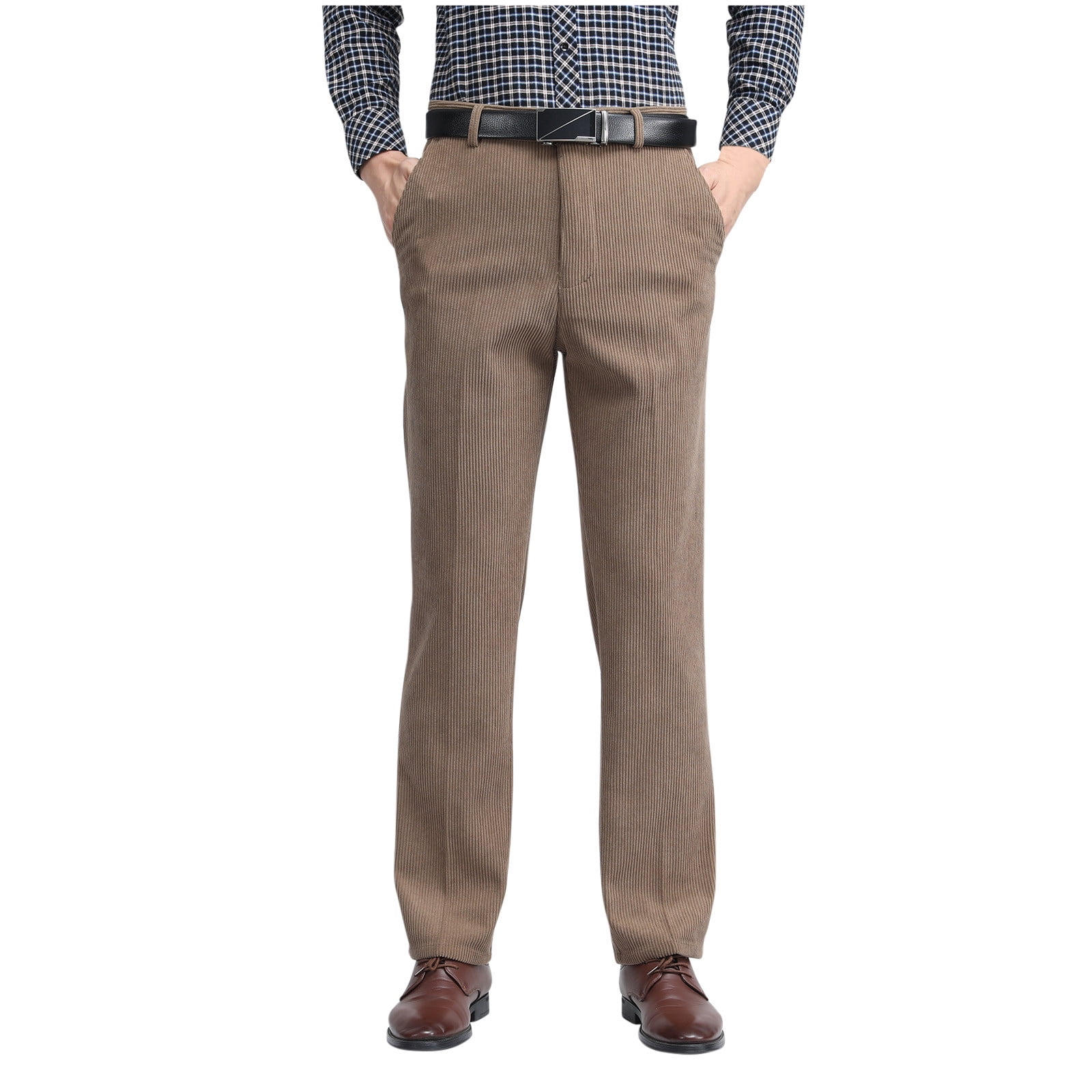 Men Thick Corduroy Business Straight Casual trousers Men Mid-rise Slim Casual pants