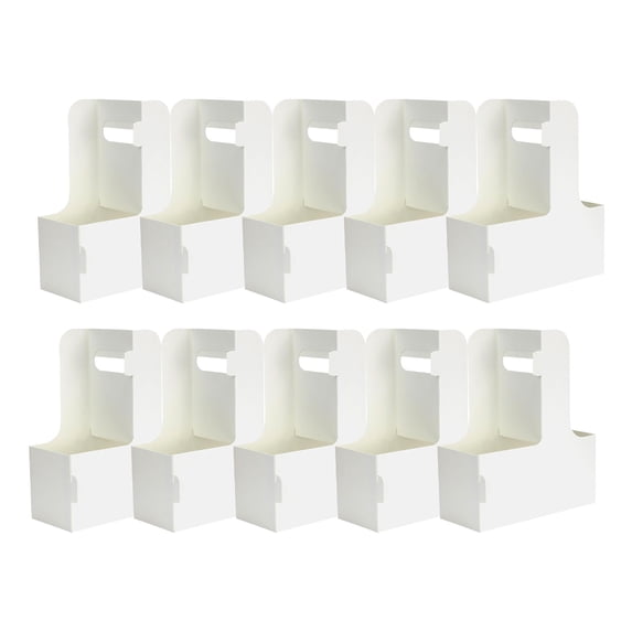 Fmnung 10 PCS Kraft Paperboard Cup Holder, 2 Cup Disposable Drink Caddy with Handle, Portable Take Out Coffee Carrier for 8-20 oz Cups, White