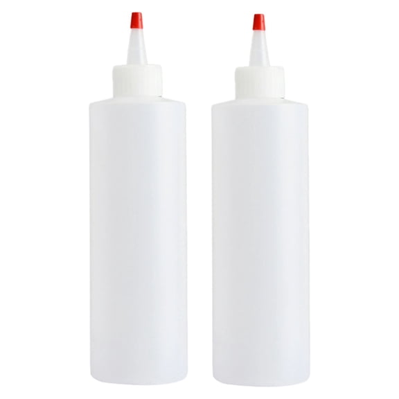 Fmnung 2 Pack Plastic Squeeze Bottles with Tip, Refillable Condiment Dispenser for Syrup Ketchup Sauce Oil, Leak-Proof LDPE Paint Bottle, Dishwasher Safe, Ideal for Kitchen Arts Crafts