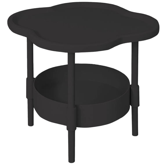 Fmnung 2 Tier Small Side Table, Plastic Bedside Table with Removable Tray for Living Room Bedroom Balcony, Space Saving Sofa Coffee End Table for Drinks Books 18.9X16.73In(Lxw) Black