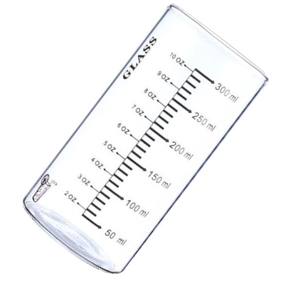 Fmnung 300ml Borosilicate Glass Measuring Cup, 2.56 x 5.12 Inch Round Graduated Beaker with Scale, Heat Resistant Shot Glass for Espresso, Milk, Home Kitchen, Black