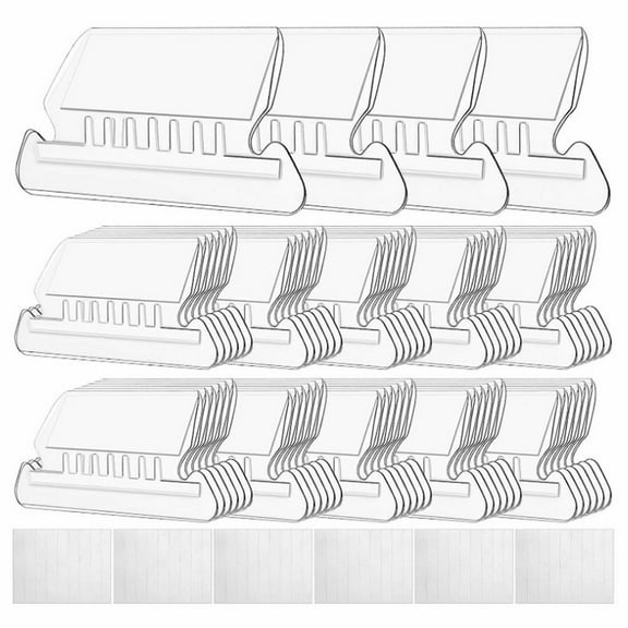 Fmnung 50 Sets Hanging File Folder Tabs and Inserts, 2 Inch Clear Plastic Tabs with White Labels, Reusable Filing Tabs for Home Office Organization