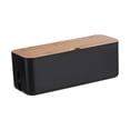 thumbnail image 1 of Fmnung Cable Management Box, Cord Organizer with Wood Lid for Desk TV Computer, Hide Power Strips and Cords, Cable Box with Ventilation Holes, White/Black, 1 of 6