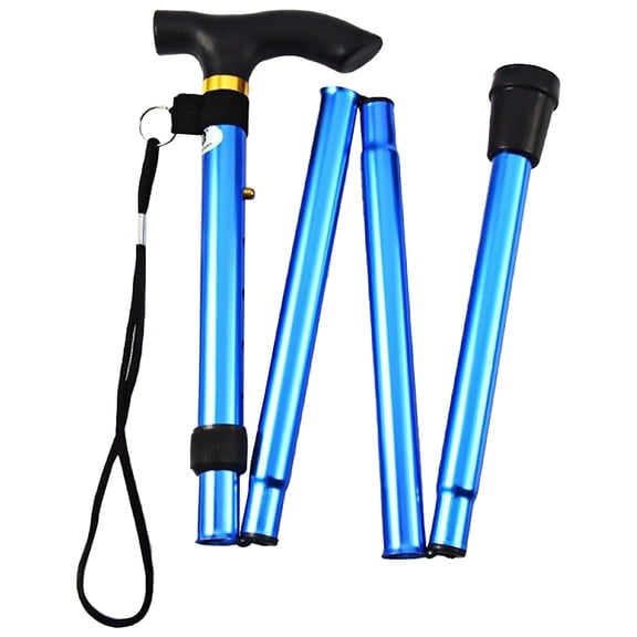 Fmnung Foldable Walking Cane, Aluminum Alloy Adjustable Height Travel Stick for Elderly and Adults, Compact 4-Folding Lightweight Hiking Pole with Non-Slip Base