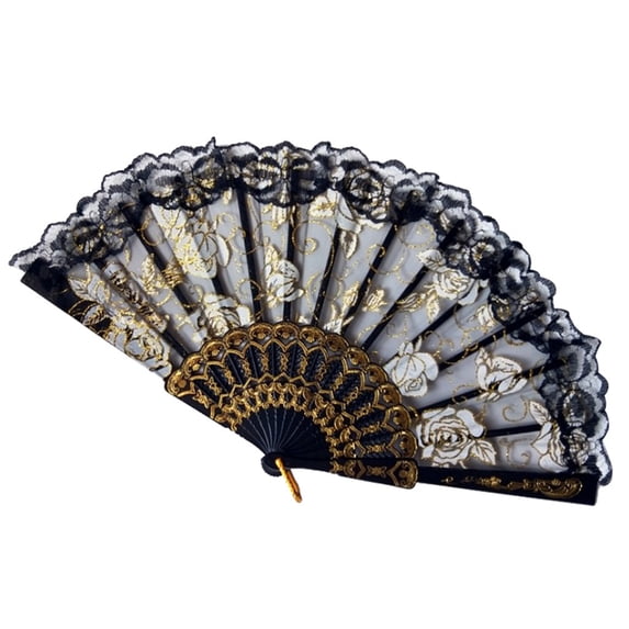 Fmnung Folding Hand Fan, 9.1 Inch Traditional Bamboo Paper Hollowed Fan, Chinese Style for Wedding Dance Party, Portable Ladies Fan