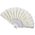 thumbnail image 1 of Fmnung Folding Hand Fan, 9.1 Inch Traditional Bamboo Paper Hollowed Fan, Chinese Style for Wedding Dance Party, Portable Ladies Fan, 1 of 2