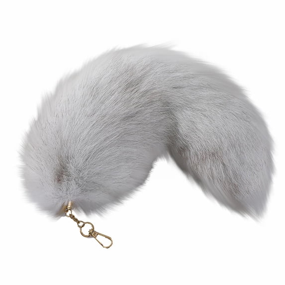 Fmnung Furry Tail Keychain, 15.7 Inch Soft Plush Fox Tail Pendant with Lobster Clasp, Cosplay Bag Keyring for Women, Halloween Party Accessory