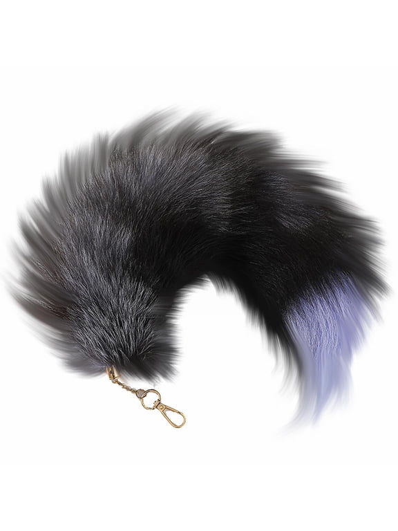 Furry Tail Keychain, 15.7 Inch Soft Plush Fox Tail Pendant with Lobster Clasp, Cosplay Bag Keyring for Women, Halloween Party Accessory