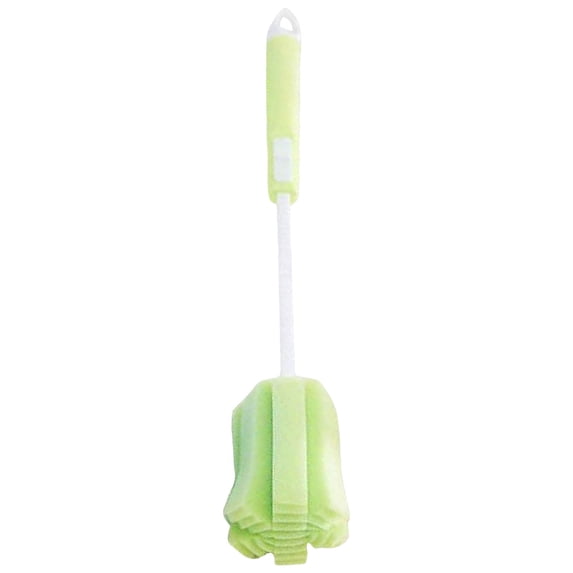 Fmnung Long Handle Bottle Brush, Soft Sponge Scrubber for Baby Bottles, Thermoses, Glasses, and Tumblers, Scratch-Free Cleaning Tool with Hanging Hook, 11.4 Inch Green