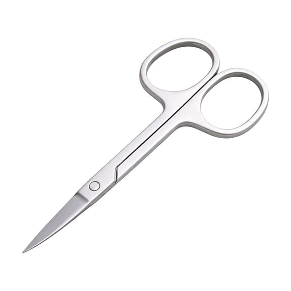 Fmnung Stainless Steel Small Grooming Scissors, 3.5 Inch Eyebrow Nose Beard Mustache Eyelash Trimming Shears, Curved and Straight Tip Set for Men Women, Portable Travel
