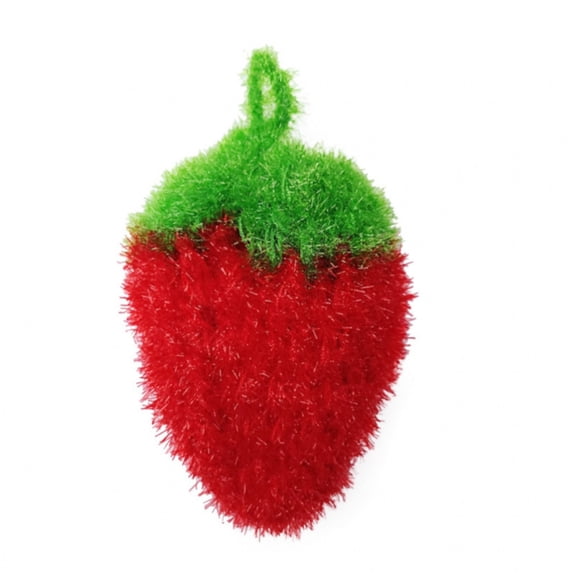 Fmnung Strawberry Dish Scrubber, 5.5 Inch Non-Scratch Hand Crochet Kitchen Sponge, Double-Layered Cleaning Cloth for Dishes Pots Pans, Cute Fruit-Shaped Scouring Pad for Sinks & Cookware