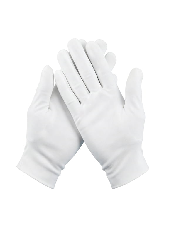 White Cotton Gloves, Breathable Work Gloves for Jewelry Inspection, 3 Pairs Size L, Protective Gear for Handling Artifacts, Electronics, and Photo Framing, Anti-Slip Soft Fabric