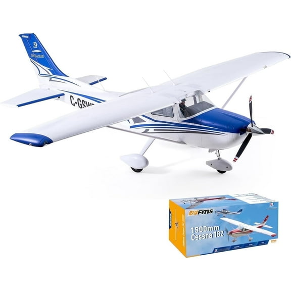Fms Rc Planes for Adults Remote Control Airplane 1500MM Cessna 182 Blue 6 Channel Hobby Rc Airplanes for Beginners PNP (No Radio, Battery, Charger)