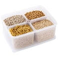 thumbnail image 1 of Fmxomd 1Pack Divided Veggie Tray with Lid 4 Compartment Stackable Serving Tray Portable Snackle Box Stackable Travel Snack Platters Charcuterie Food Storage Containers for Fruit,Vegetable,Salad, 1 of 9