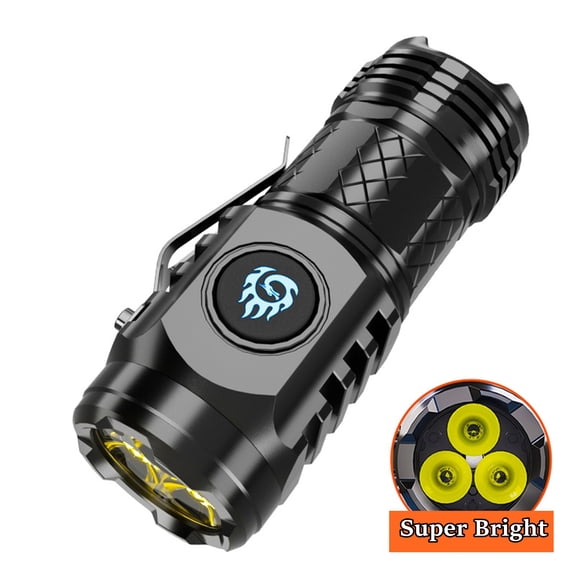 Fmxomd 1Pack German Three-Eyed Monster Mini Flashlight, Super Power Thumb Light with Clip, Portable LED Torch (Black)