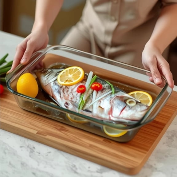 Fmxomd 1Pack Glass Baking Dish for Oven Oblong Glass Loaf Pan Rectangular Clear Casserole Dish for Cooking Lasagna Kitchen Baking Bakeware Oven Microwave Refrigerator Dishwasher Safe